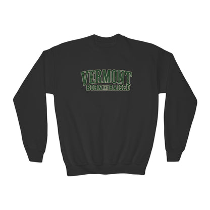 Vermont Born and Raised Premium Vermont Heritage Unisex Youth Crewneck Sweatshirt