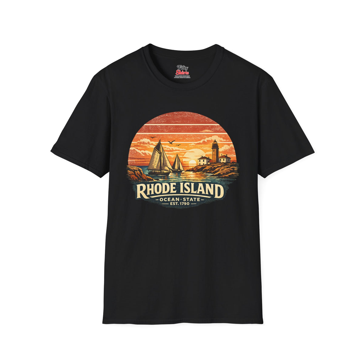 Rhode Island Coastal Sunset Unisex Softstyle T Shirt State Pride Graphic Tee Collections FS03