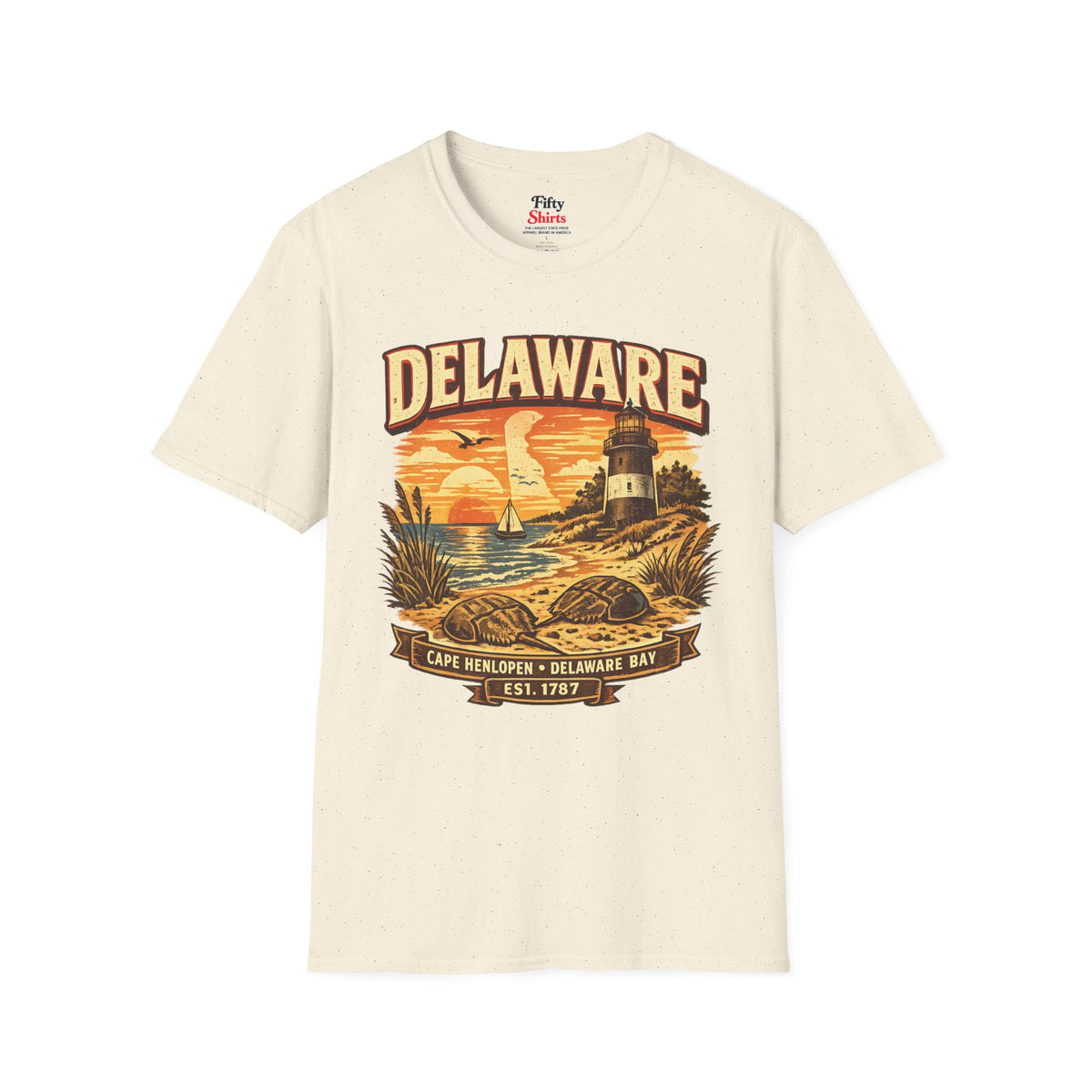 Vintage Delaware Heritage Unisex Softstyle T Shirt State Pride Graphic Tee Collections FS03