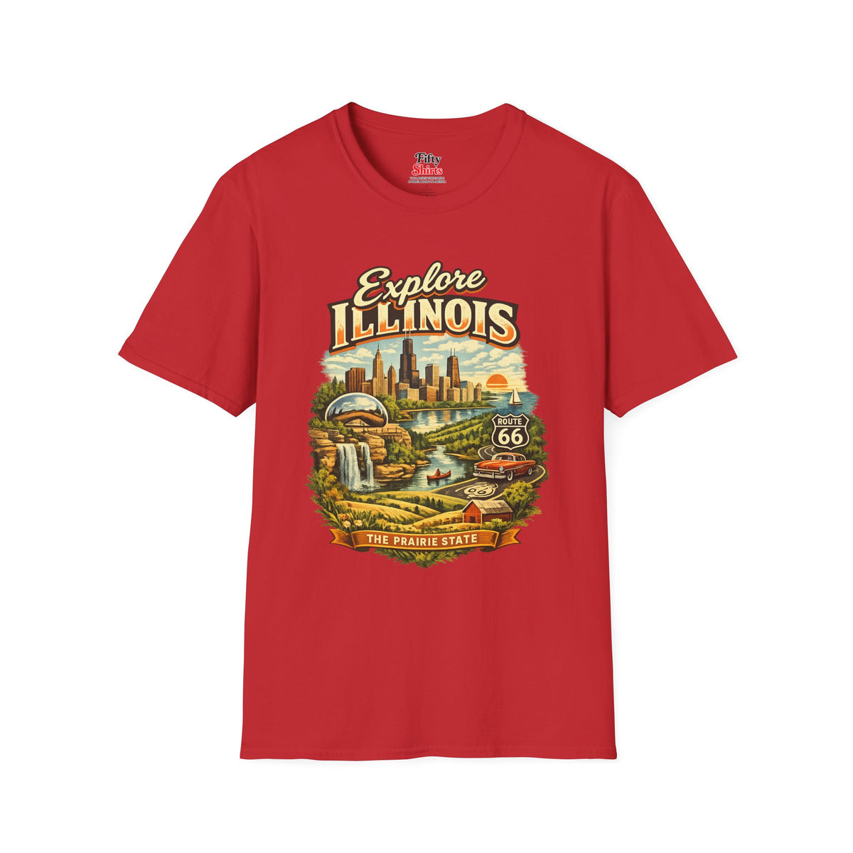 Explore Illinois Unisex Softstyle T Shirt State Pride Graphic Tee Collections FS03