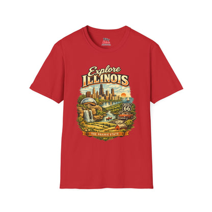 Explore Illinois Unisex Softstyle T Shirt State Pride Graphic Tee Collections FS03