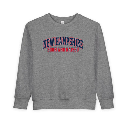 New Hampshire Born and Raised Premium Collegiate Unisex Toddler Sweatshirt Graphic