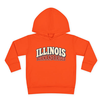 Illinois Born and Raised Retro 1970s Unisex Toddler Pullover Fleece Hoodie