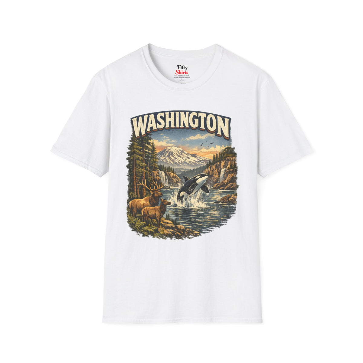 Washington Wildlife Unisex Softstyle T Shirt State Pride Graphic Tee Collections FS03