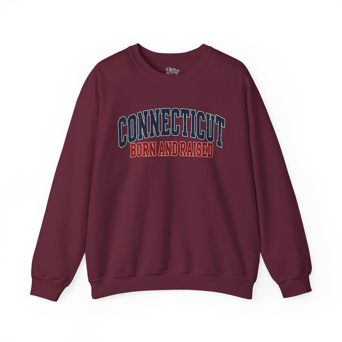 Connecticut Born and Raised Retro Collegiate Unisex Sweatshirt Graphic