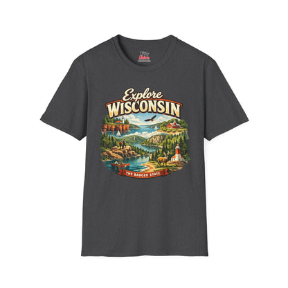 Explore Wisconsin Unisex Softstyle T Shirt State Pride Graphic Tee Collections FS03