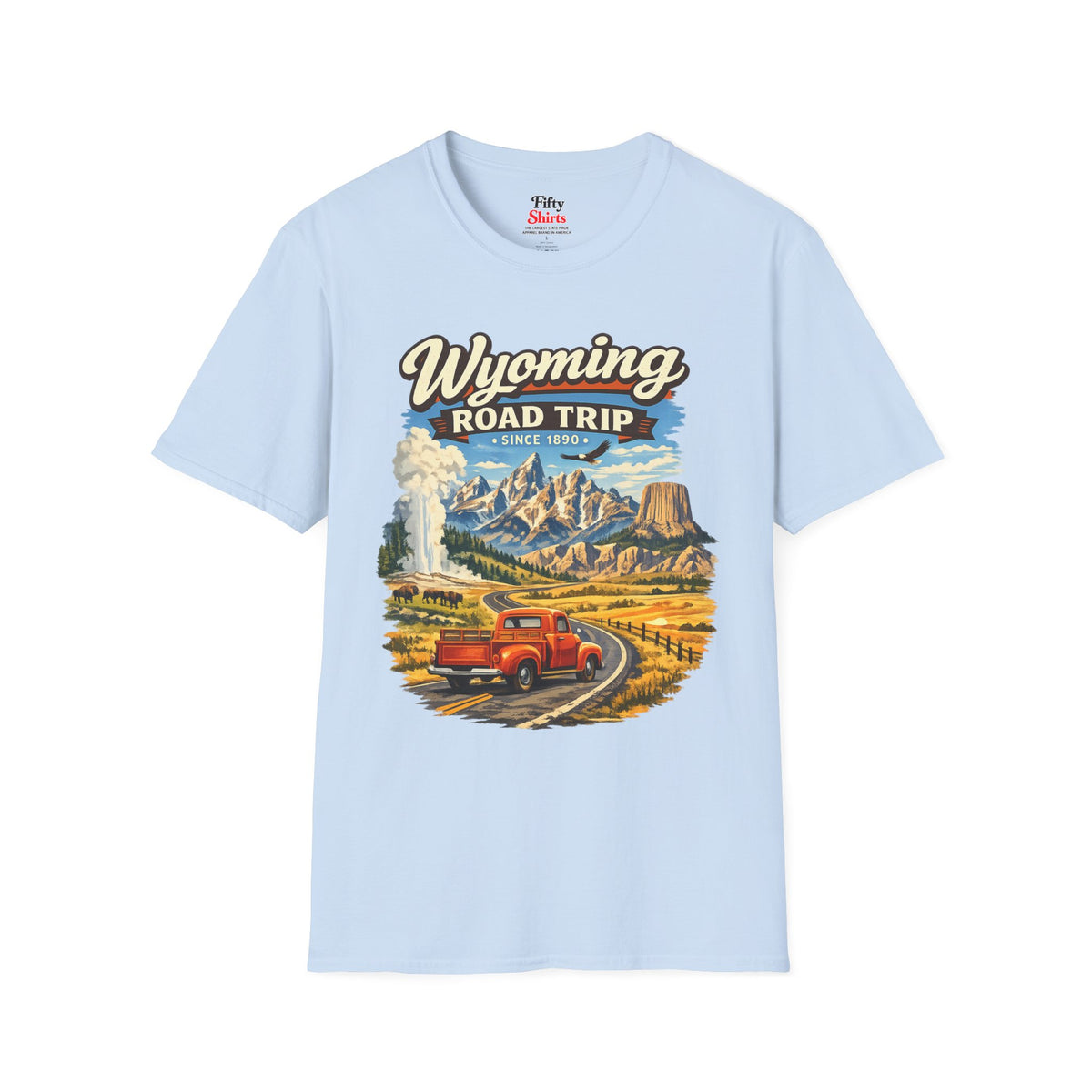 Wyoming Road Trip Unisex Softstyle T Shirt State Pride Graphic Tee Collections FS03
