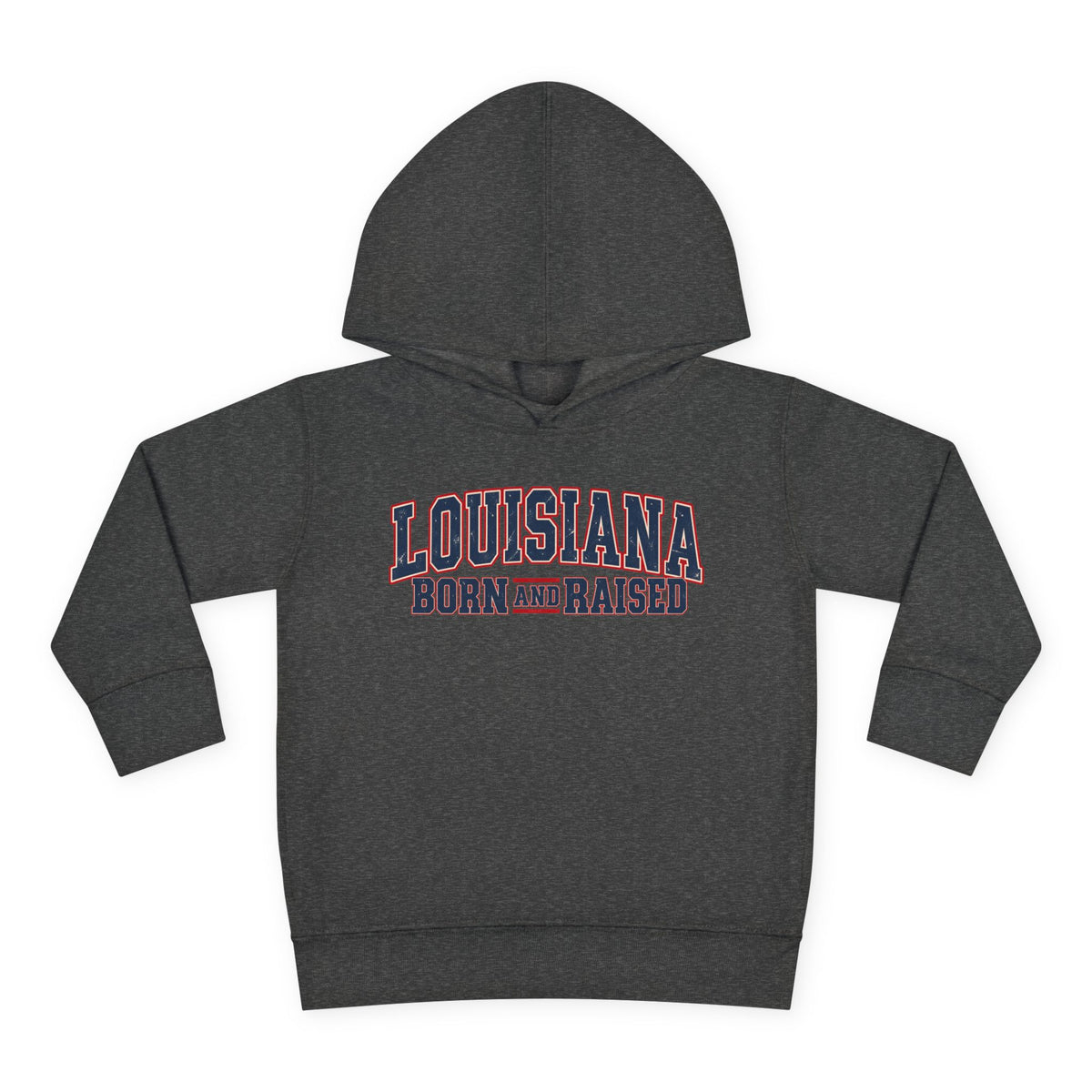 Louisiana Born and Raised Vintage Americana Unisex Toddler Pullover Fleece Hoodie