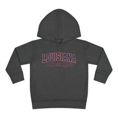 Louisiana Born and Raised Vintage Americana Unisex Toddler Pullover Fleece Hoodie