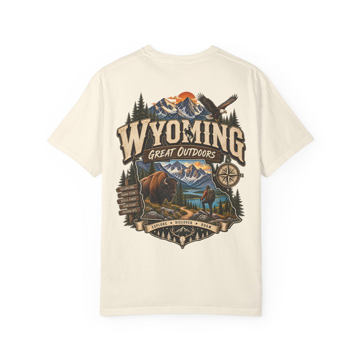 Wyoming Great Outdoors Unisex Comfort Color 1717 Streetwear Graphic Tee