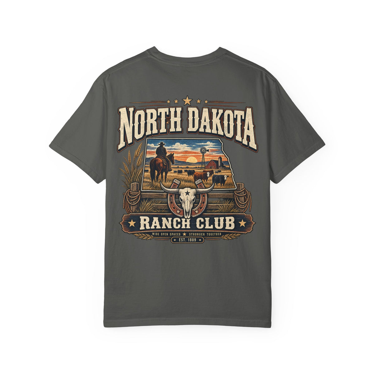 North Dakota Ranch Club Unisex Comfort Color 1717 Streetwear Graphic Tee