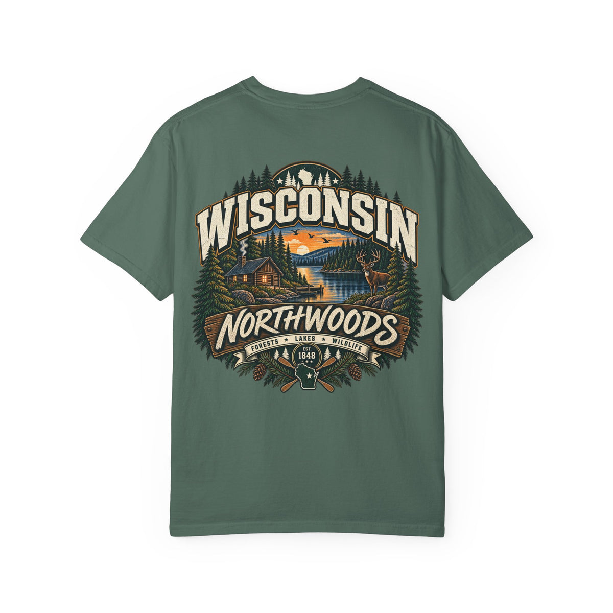 Wisconsin Northwoods Unisex Comfort Color 1717 Streetwear Graphic Tee