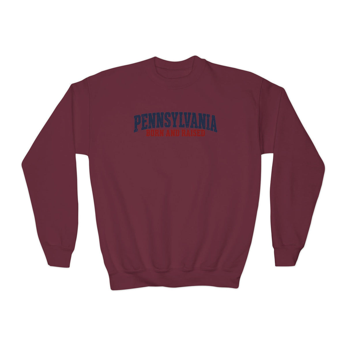 Pennsylvania Born and Raised Minimal Heritage Unisex Youth Crewneck Sweatshirt Graphic