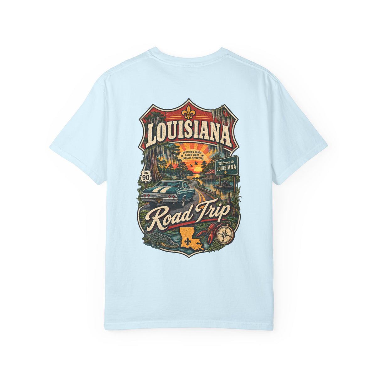 Louisiana Road Trip Unisex Comfort Color 1717 Streetwear Graphic Tee