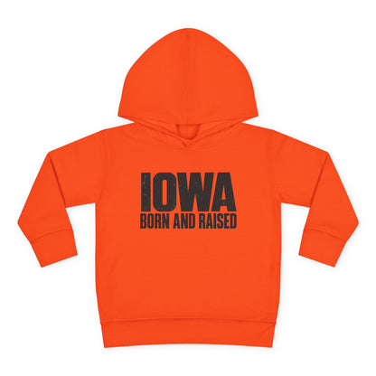 Iowa Born and Raised Modern Midwest Streetwear Unisex Toddler Pullover Fleece Hoodie