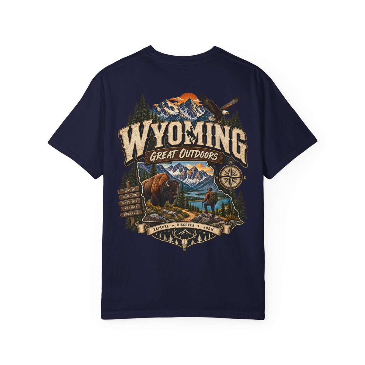 Wyoming Great Outdoors Unisex Comfort Color 1717 Streetwear Graphic Tee