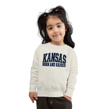 Kansas Born and Raised Bold Athletic Unisex Toddler Sweatshirt