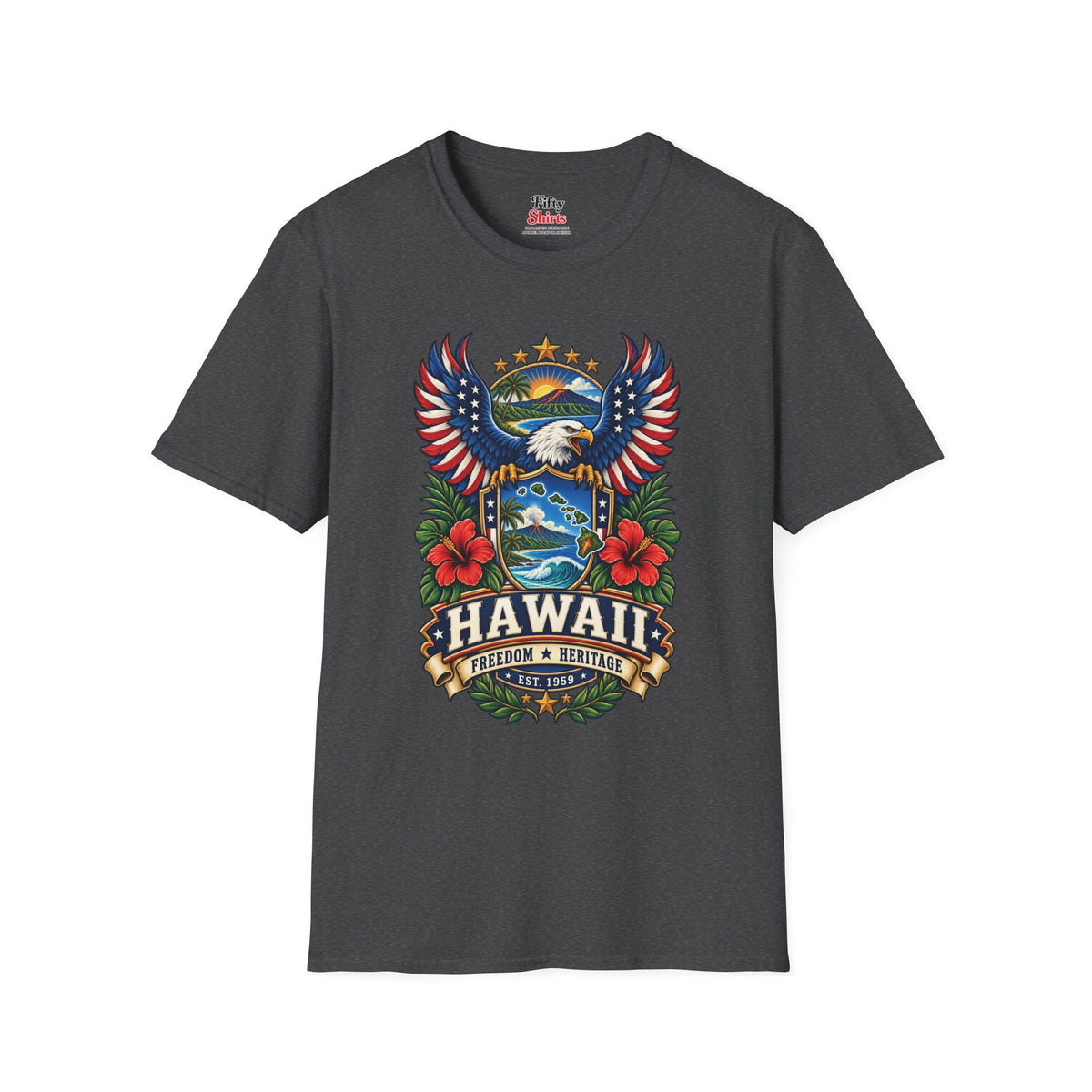 Hawaii Americana Eagle Unisex Softstyle T Shirt State Pride Graphic Tee Collections FS03