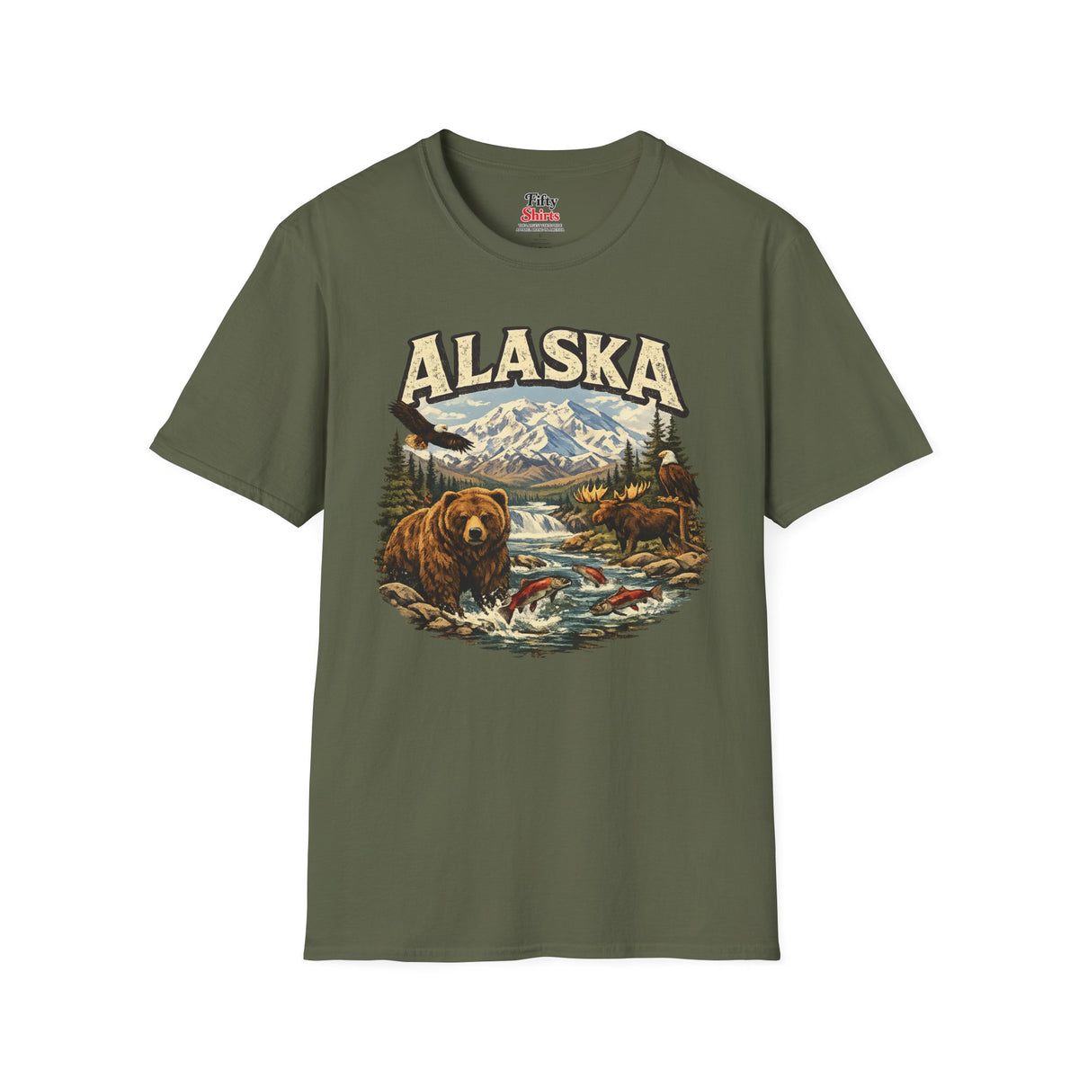 Alaska Wildlife Softstyle T Shirt State Pride Graphic Tee Collections FS03