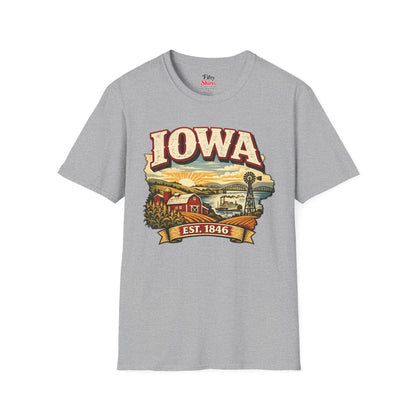 Vintage Iowa Heritage Unisex Softstyle T Shirt State Pride Graphic Tee Collections FS03