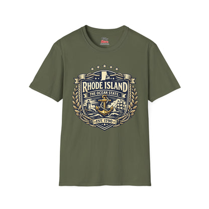 Rhode Island Heritage Badge Unisex Softstyle T Shirt State Pride Graphic Tee Collections FS03