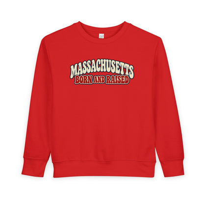 Massachusetts Born and Raised Retro 1970s Unisex Toddler Sweatshirt