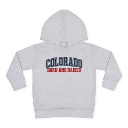 Colorado Born and Raised Collegiate Classic Unisex Toddler Pullover Fleece Hoodie