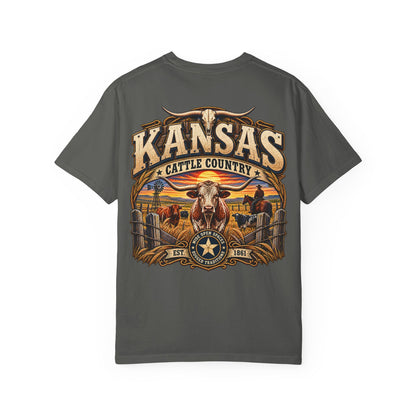 Kansas Cattle Country Unisex Comfort Color 1717 Streetwear Graphic Tee