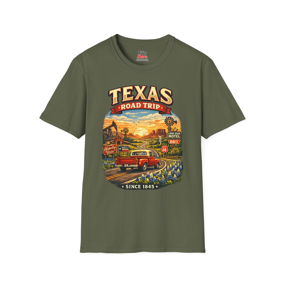 Texas Roadtrip Unisex Softstyle T Shirt State Pride Graphic Tee Collections FS03