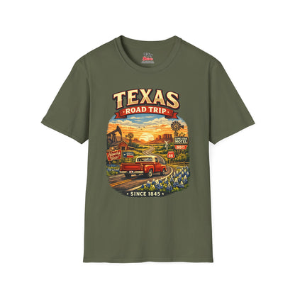 Texas Roadtrip Unisex Softstyle T Shirt State Pride Graphic Tee Collections FS03