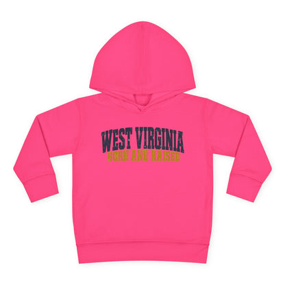 West Virginia Born and Raised Bold Workwear Unisex Toddler Pullover Fleece Hoodie