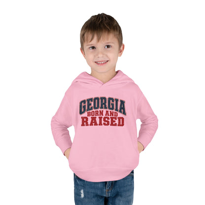 Georgia Born and Raised Rustic Southern Unisex Toddler Pullover Fleece Hoodie