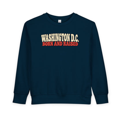 Washington DC Born and Raised Retro 1970s Unisex Toddler Sweatshirt