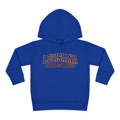 Louisiana Born and Raised Vintage Americana Unisex Toddler Pullover Fleece Hoodie