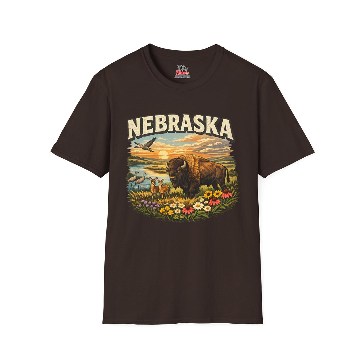 Nebraska Wildlife Unisex Softstyle T Shirt State Pride Graphic Tee Collections FS03