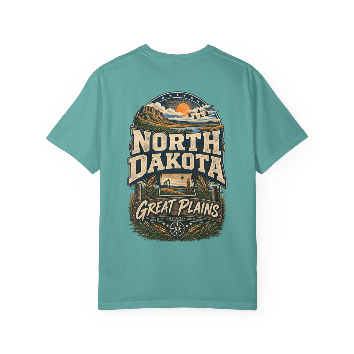 North Dakota Great Plains Unisex Comfort Color 1717 Streetwear Graphic Tee