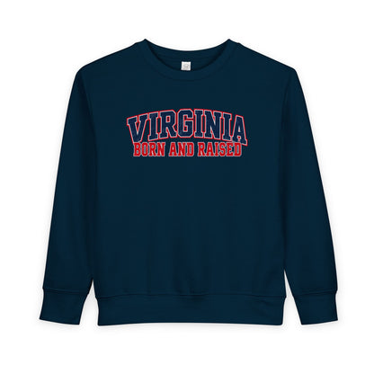 Virginia Born and Raised Classic Collegiate Unisex Toddler Sweatshirt