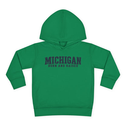 Michigan Born and Raised Rustic Midwest Unisex Toddler Pullover Fleece Hoodie