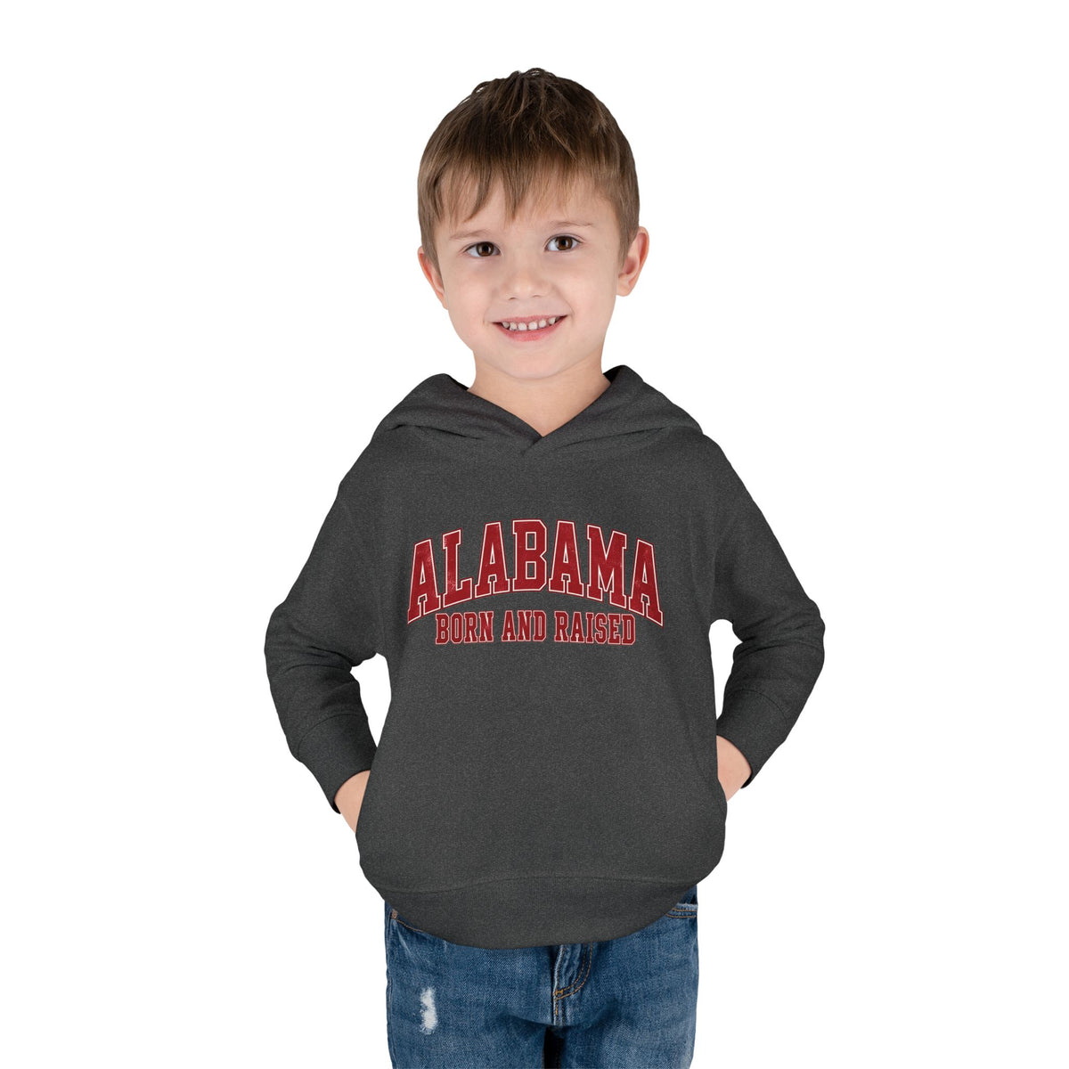 Alabama Born and Raised Collegiate Classic Unisex Toddler Pullover Fleece Hoodie