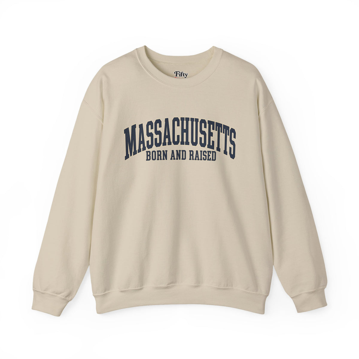 Massachusetts Born and Raised Classic Souvenir Style Unisex Sweatshirt Graphic