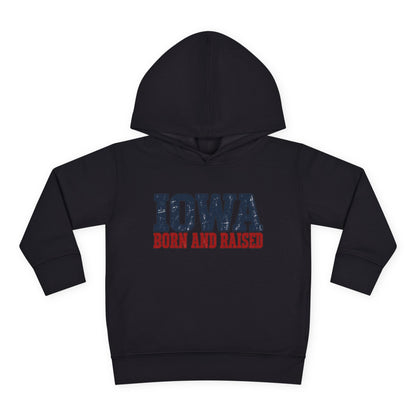 Iowa Born and Raised Rustic Midwest Unisex Toddler Pullover Fleece Hoodie