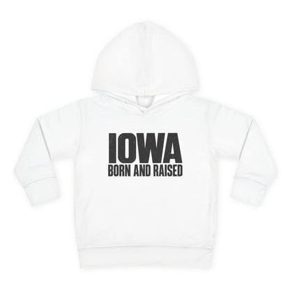 Iowa Born and Raised Modern Midwest Streetwear Unisex Toddler Pullover Fleece Hoodie