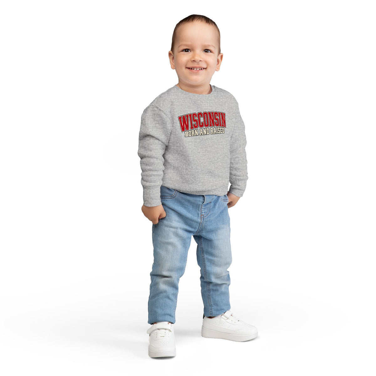Wisconsin Born and Raised Classic Collegiate Unisex Toddler Sweatshirt