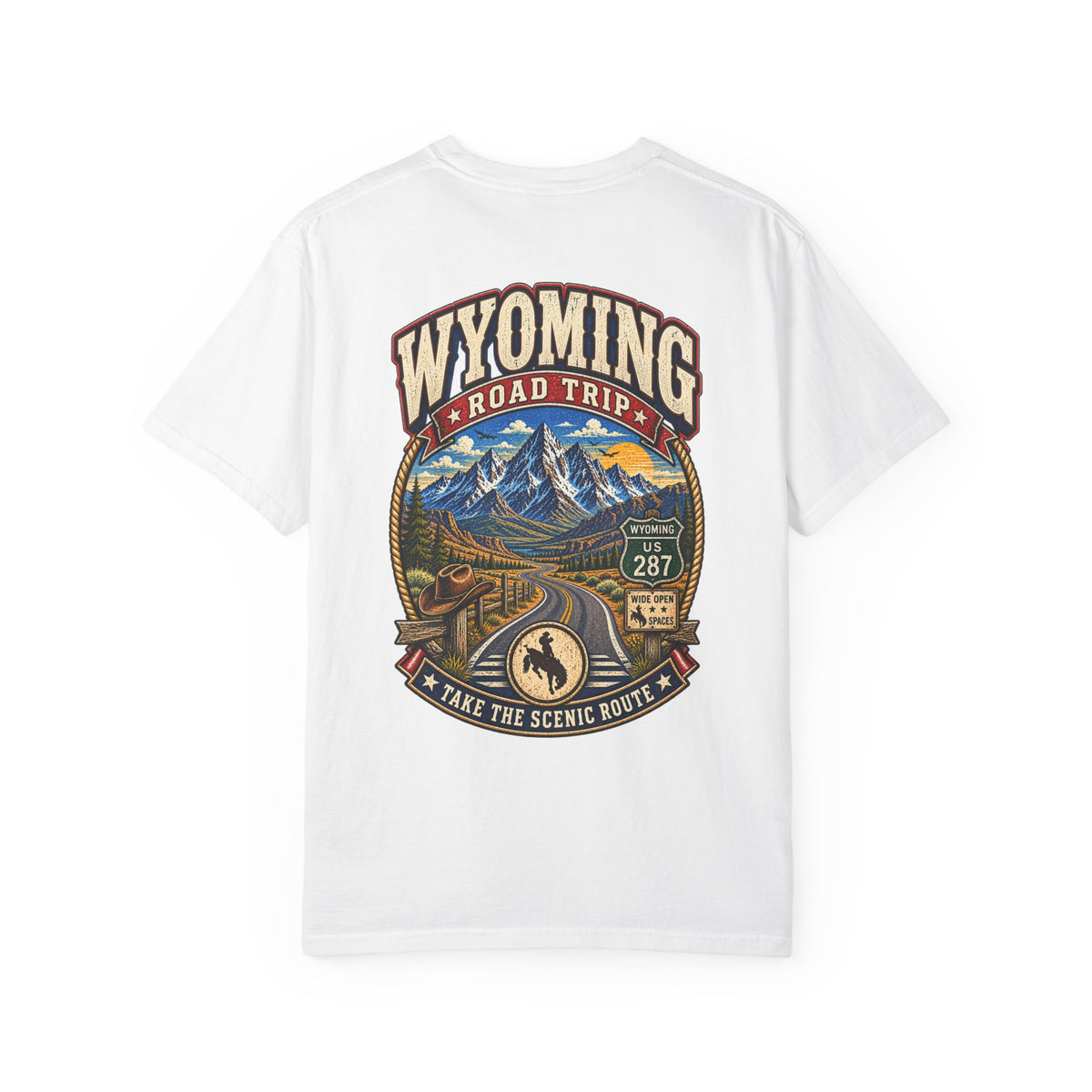 Wyoming Roadtrip Unisex Comfort Color 1717 Streetwear Graphic Tee