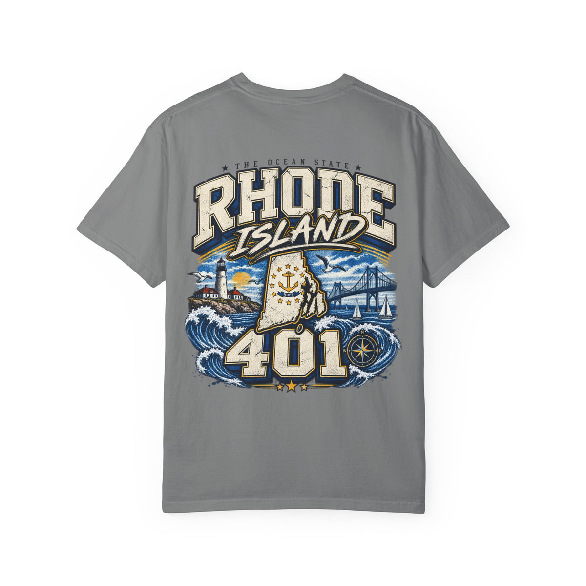 Rhode Island 401 Unisex Comfort Color 1717 Streetwear Graphic Tee