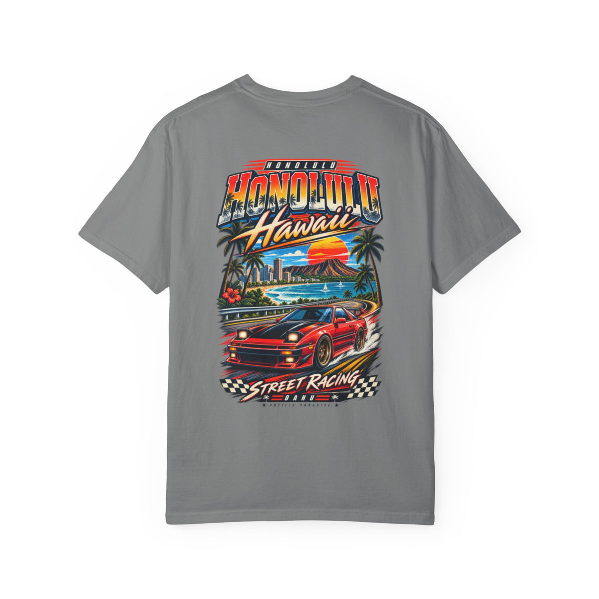 Honolulu Hawaii Street Racing Unisex Comfort Color 1717 Streetwear Graphic Tee