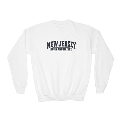 New Jersey Born and Raised Rugged Workwear Unisex Youth Crewneck Sweatshirt Graphic
