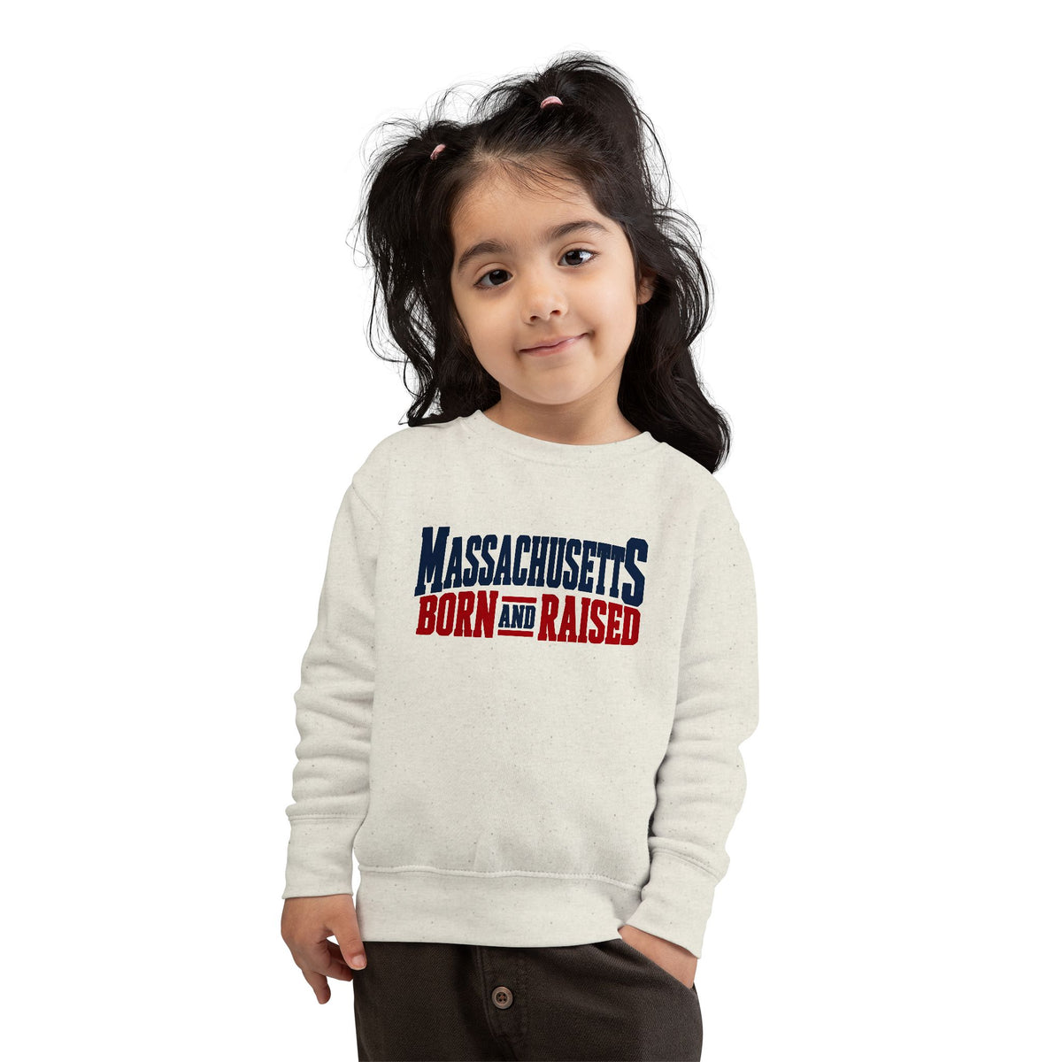Massachusetts Born and Raised Bold Americana Unisex Toddler Sweatshirt