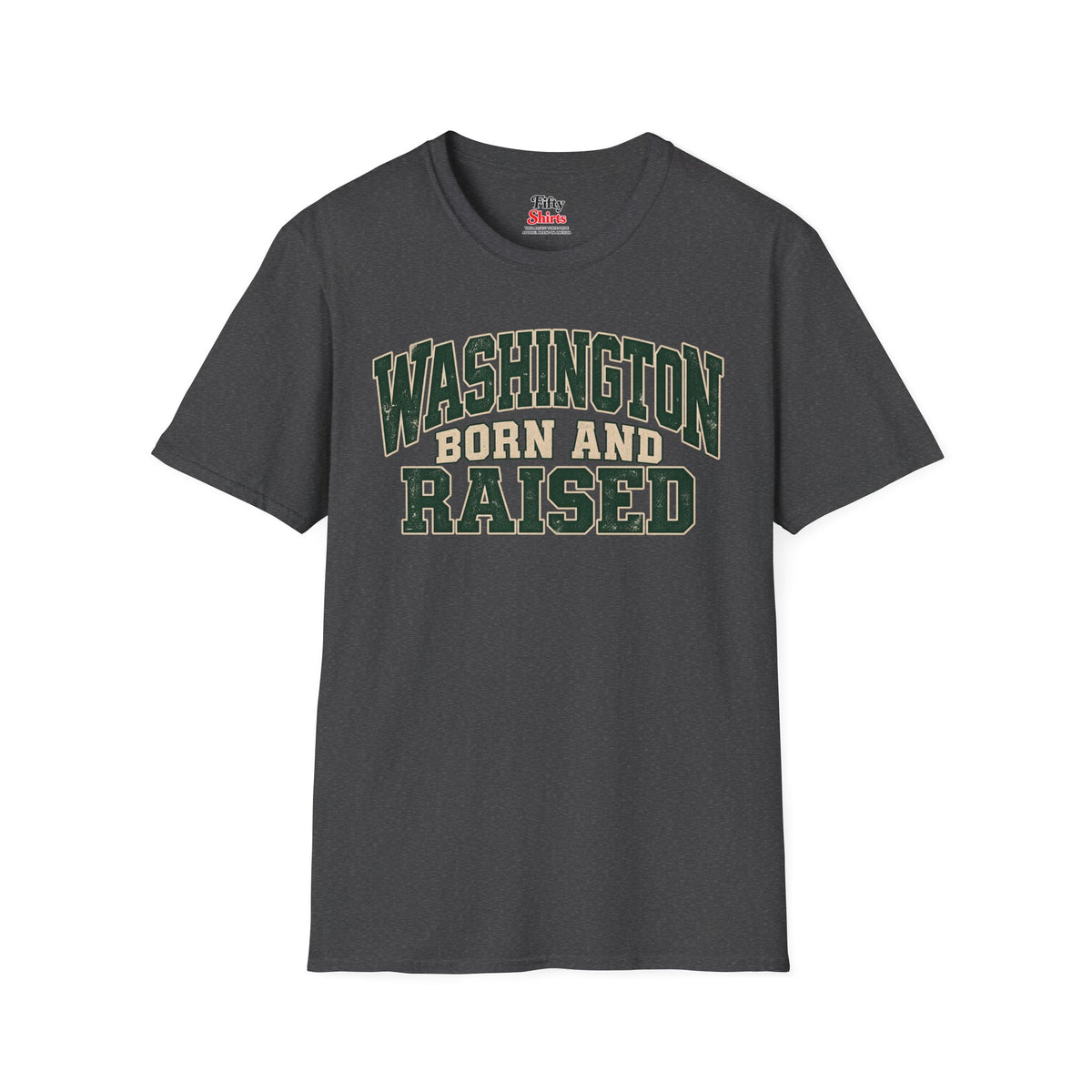 Washington Born and Raised Unisex Softstyle T Shirt State Name Graphic Tee