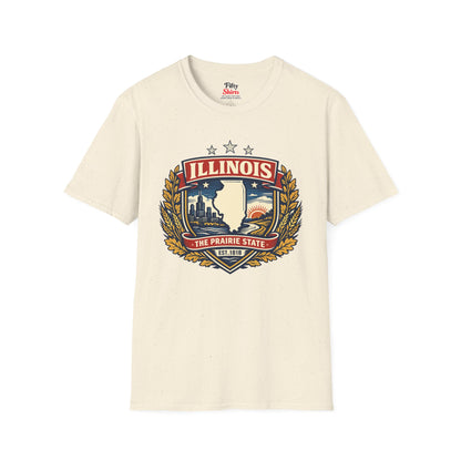Illinois Heritage Badge Unisex Softstyle T Shirt State Pride Graphic Tee Collections FS03